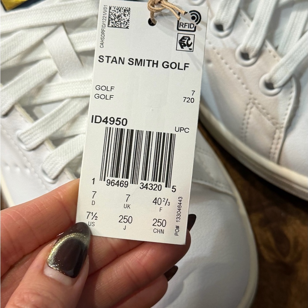 Adidas White and Dark Blue Stan Smith Shoes Unisex WMN 9 / MENS 7.5 - Picture 5 of 6